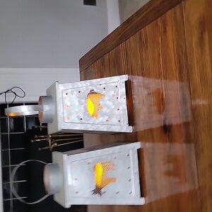 Rustic Silver Lantern Set with Animal Cutouts